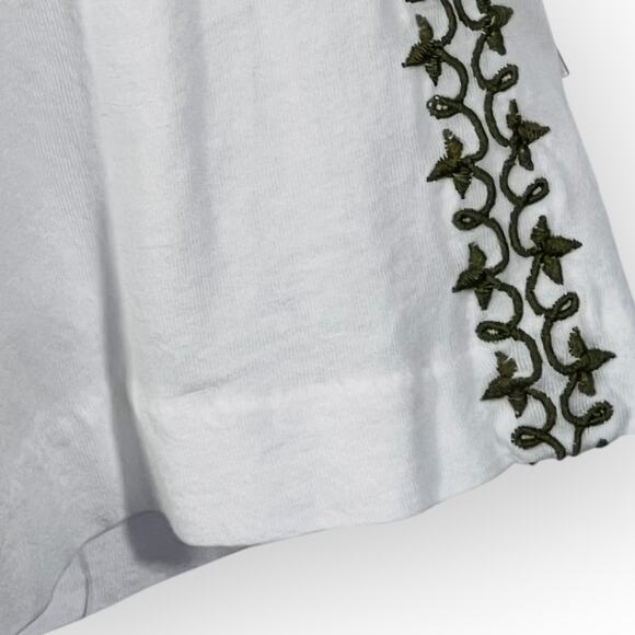 J.Jill Embroidered Floral Peasant Tunic Top White Tassel Tie 3/4 Sleeve Medium - Picture 7 of 13